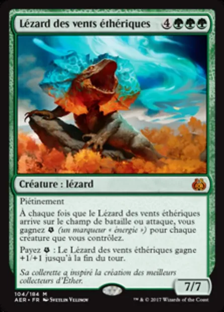 Lézard des vents éthériques, carte Magic AER 104 — extension La révolte éthérique