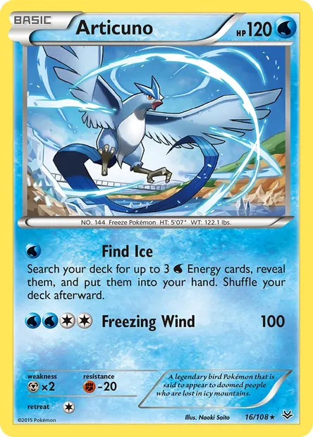 Articuno, Pokémon card ROS 16 — Roaring Skies set
