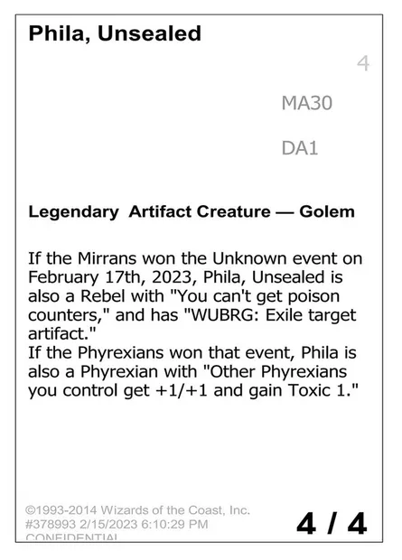 Phila, Unsealed, carte Magic UNK MA30 — extension Unknown Event