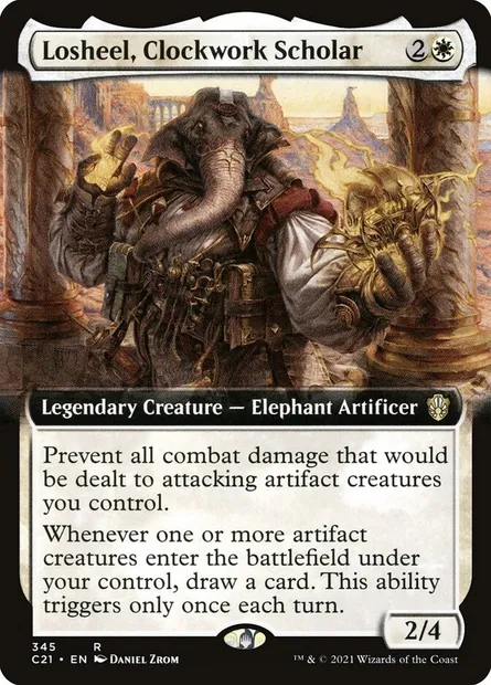 Losheel, Clockwork Scholar, Magic card C21 345 — Commander 2021 set