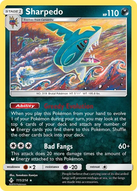 Sharpedo, Pokémon card UNB 111 — Unbroken Bonds set