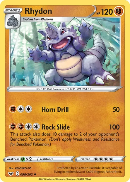 Rhydon, Pokémon card SSH 98 — Sword & Shield set
