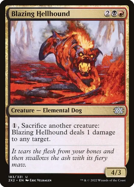 Blazing Hellhound, Magic card 2X2 183 — Double Masters 2022 set