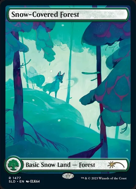 Snow-Covered Forest, Magic card SLD 1477 — Secret Lair Drop set