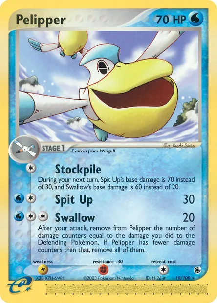 Pelipper, Pokémon card RS 19 — Ruby & Sapphire set