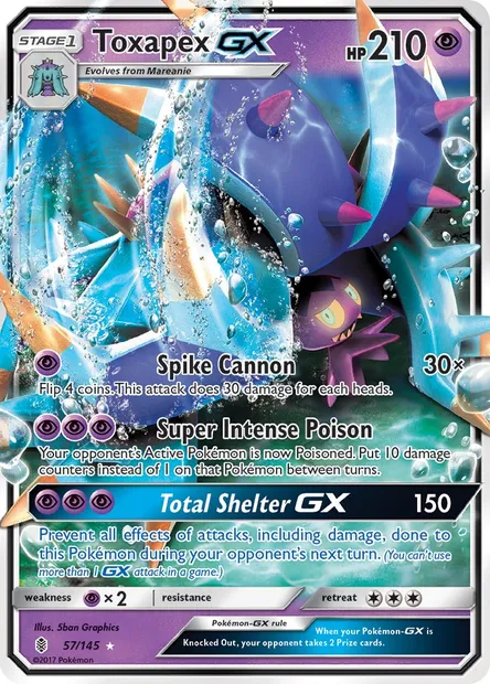 Toxapex GX, Pokémon card GRI 57 — Guardians Rising set