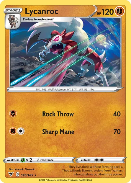Lycanroc, Pokémon card VIV 95 — Vivid Voltage set