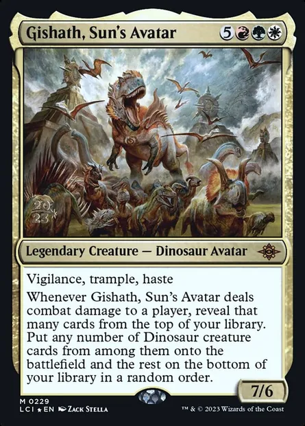 Gishath, Sun's Avatar, Magic card PLCI 229s — The Lost Caverns of Ixalan Promos set