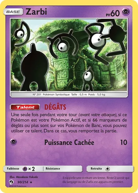Zarbi, carte Pokémon LOT 90 — extension Tonnerre Perdu