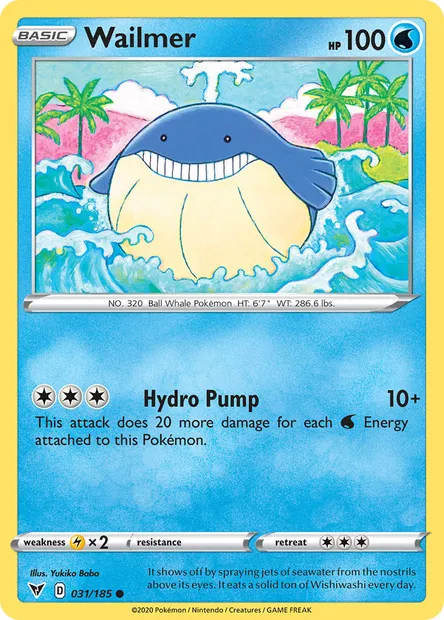 Wailmer, Pokémon card VIV 31 — Vivid Voltage set