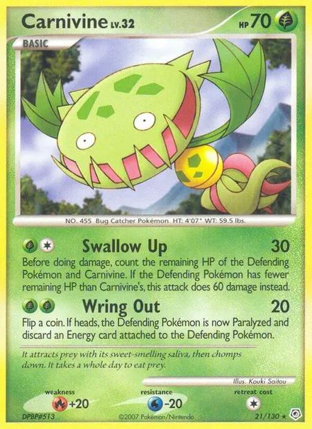 Carnivine, Pokémon card DP 21 — Diamond & Pearl set