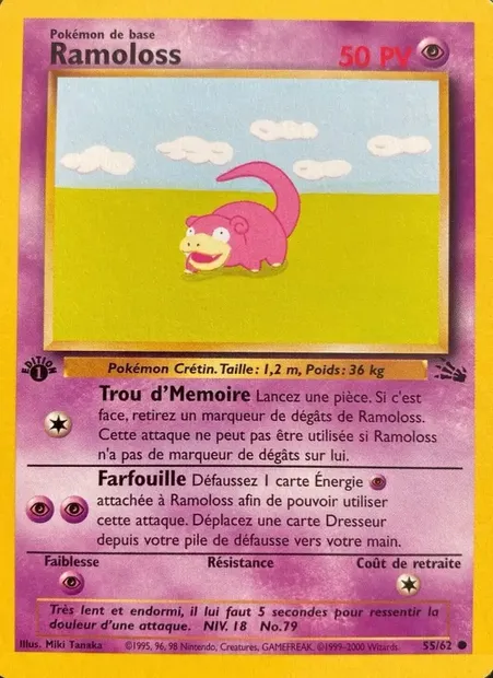 Ramoloss, carte Pokémon FO 55 — extension Fossile
