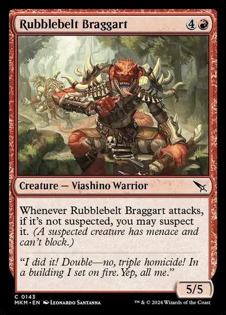 Rubblebelt Braggart, Magic card MKM 143 — Murders at Karlov Manor set
