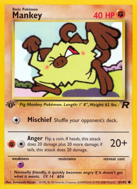 Mankey, Pokémon card TR 61 — Team Rocket set