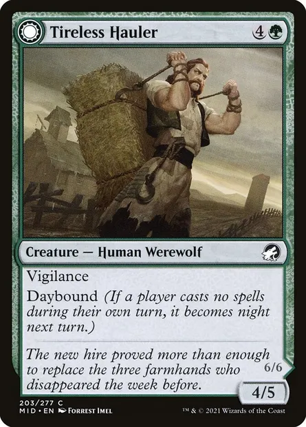 Tireless Hauler // Dire-Strain Brawler, Magic card MID 203 — Innistrad: Midnight Hunt set