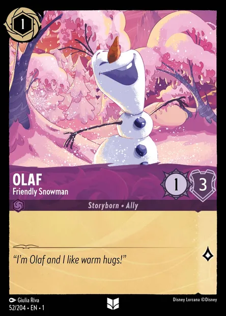 Olaf - Friendly Snowman, Disney Lorcana card CH1-052 — The First Chapter set