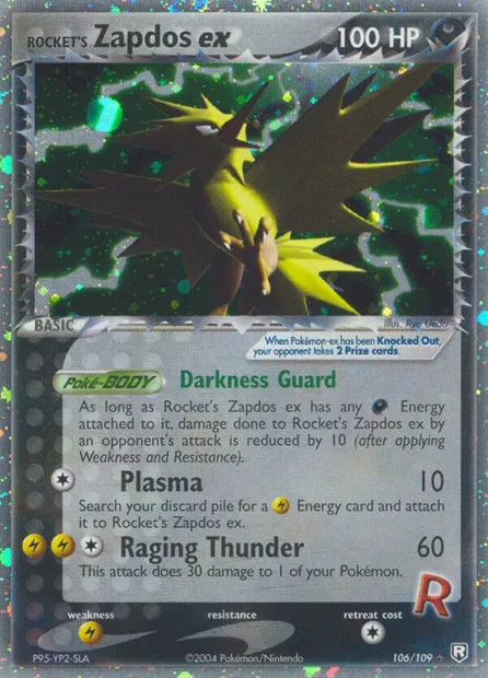 Rocket's Zapdos ex, Pokémon card TRR 106 — Team Rocket Returns set