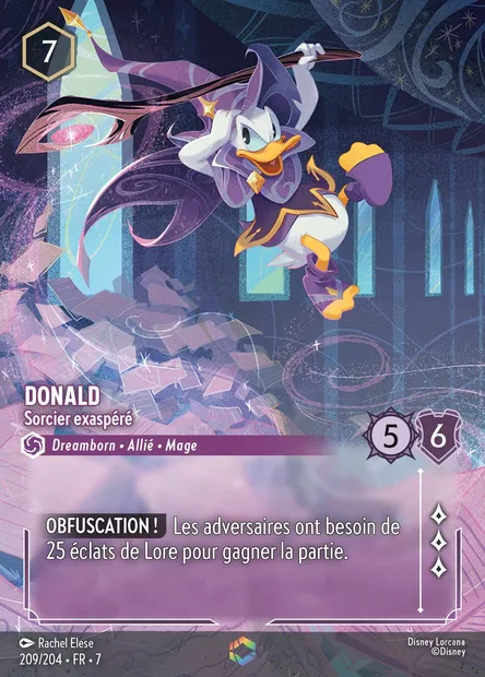 Donald - Sorcier exaspéré, carte Disney Lorcana CH7-209 — extension L'île d'Archazia