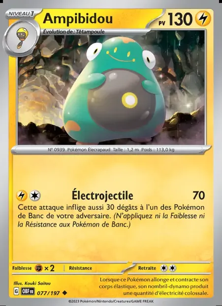 Ampibidou, carte Pokémon OBF 077 — extension Flammes Obsidiennes