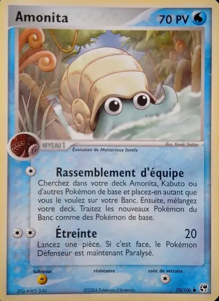 Amonita, carte Pokémon SS 70 — extension EX Tempête de sable