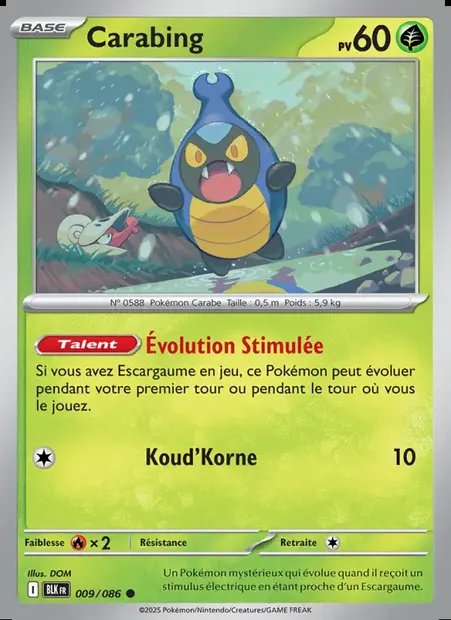 Carabing, carte Pokémon BLK 009 — extension Foudre Noire