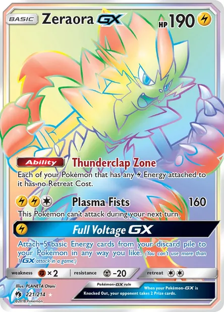 Zeraora GX, Pokémon card LOT 221 — Lost Thunder set