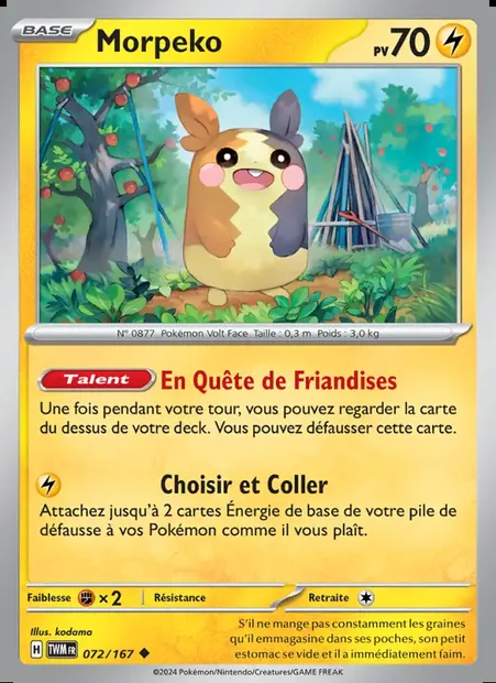 Morpeko, carte Pokémon TWM 072 — extension Mascarade Crépusculaire