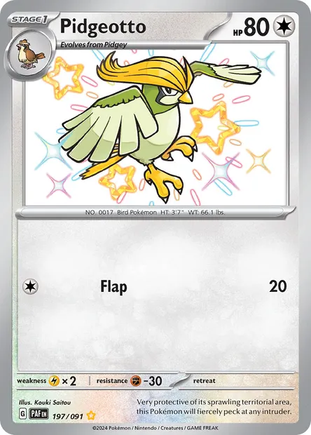 Pidgeotto, Pokémon card PAF 197 — Paldean Fates set
