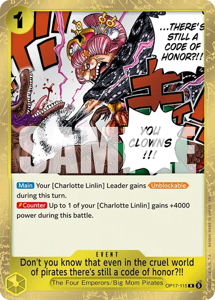 Don't you know that even in the cruel world of pirates there's still a code of honor?!!, One Piece card OP17-115 — THE WORLD’S STRONGEST WARRIORS set