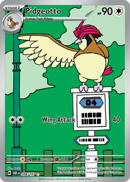 Pidgeotto, Pokémon card OBF 208 — Obsidian Flames set