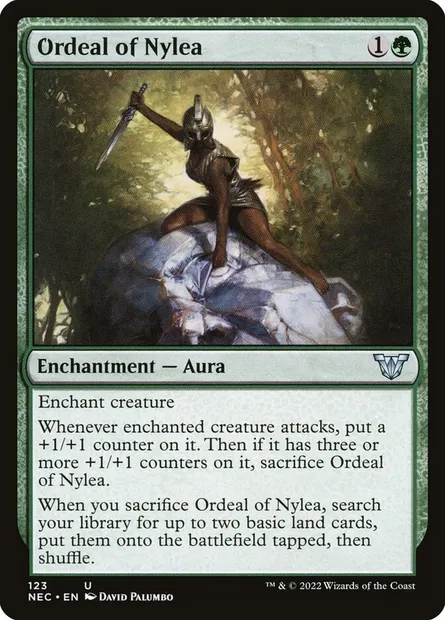 Ordeal of Nylea, Magic card NEC 123 — Neon Dynasty Commander set