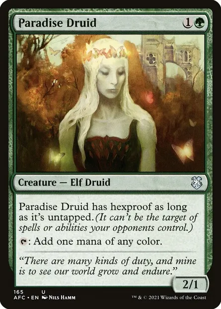 Paradise Druid, Magic card AFC 165 — Forgotten Realms Commander set