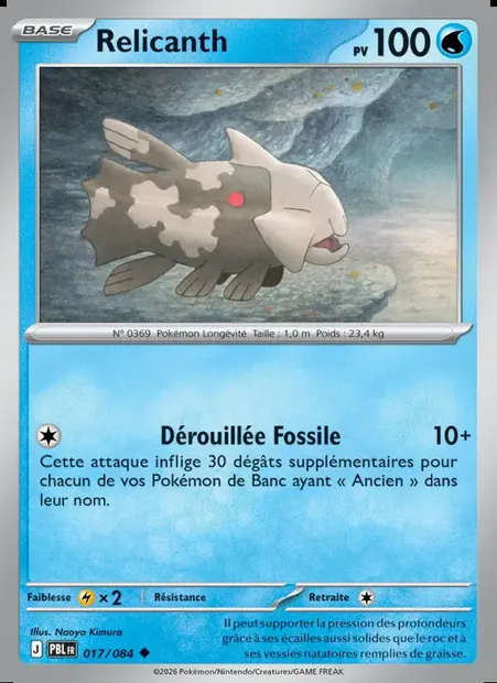 Relicanth, carte Pokémon PBL 017 — extension Nuit Noire