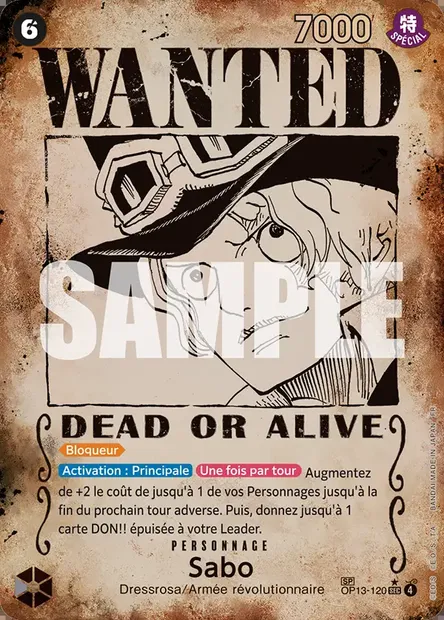 Sabo, carte One Piece OP13-120 — extension SUCCESSEURS