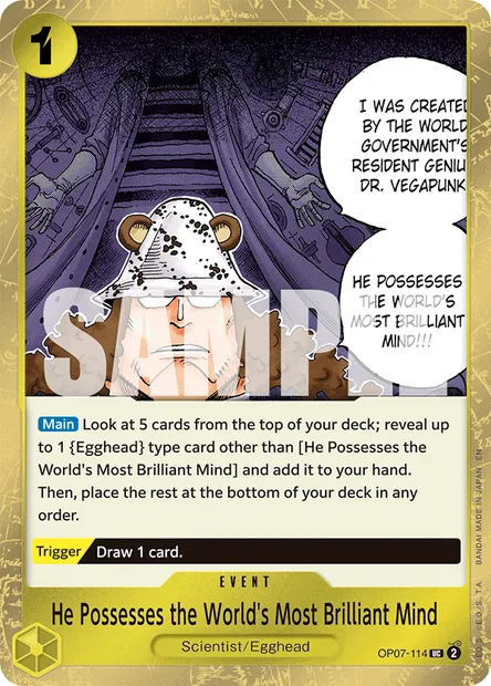 He Possesses the World's Most Brilliant Mind, One Piece card OP07-114 — 500 YEARS IN THE FUTURE set