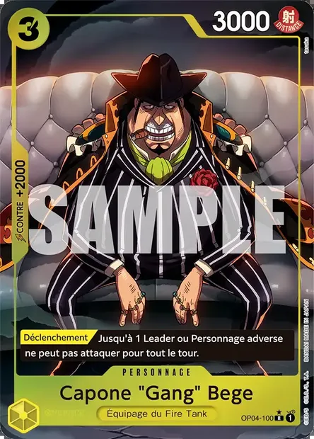 Capone "Gang" Bege, carte One Piece OP04-100 — extension KINGDOMS OF INTRIGUE