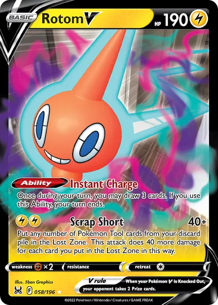 Rotom V, Pokémon card LOR 058 — Lost Origin set