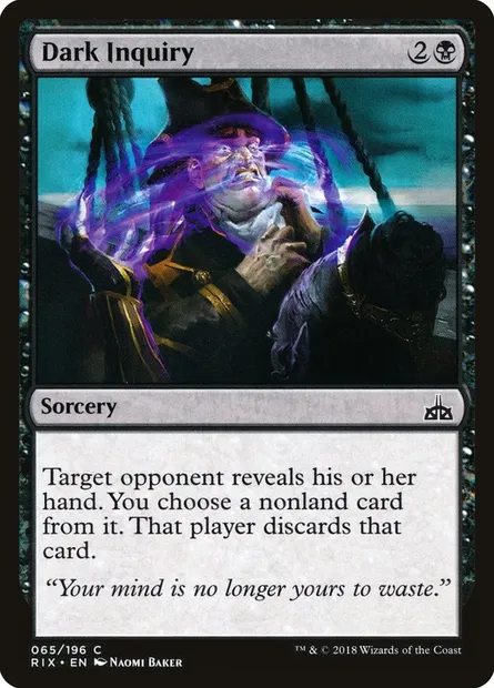 Dark Inquiry, Magic card RIX 65 — Rivals of Ixalan set