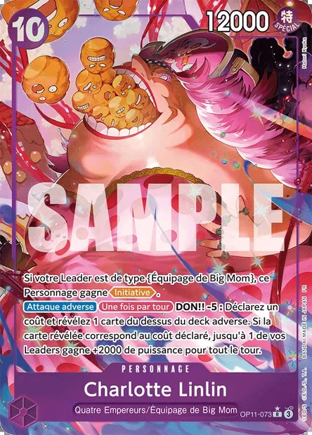 Charlotte Linlin, carte One Piece OP11-073 — extension DES POINGS VIFS COMME L'ÉCLAIR