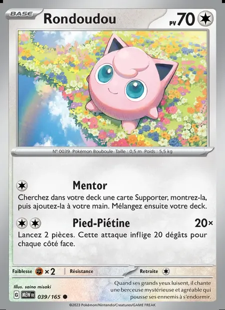 Rondoudou, carte Pokémon MEW 039 — extension 151