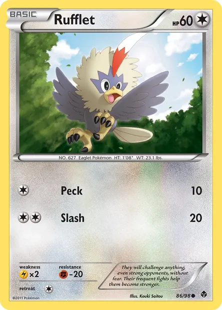 Rufflet, Pokémon card EPO 86 — Emerging Powers set