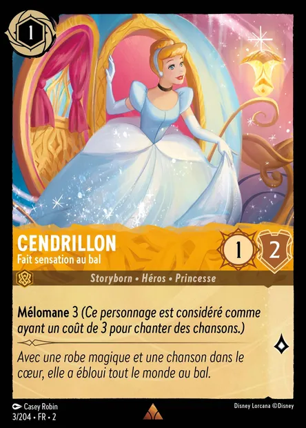 Cendrillon - Fait sensation au bal, carte Disney Lorcana CH2-003 — extension L'Ascension des Floodborn