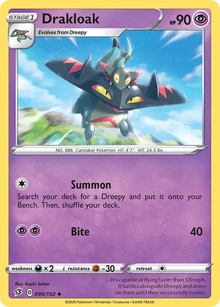 Drakloak, Pokémon card RCL 90 — Rebel Clash set