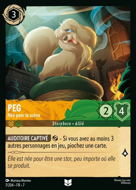 Peg - Née pour la scène, carte Disney Lorcana CH7-007 — extension L'île d'Archazia