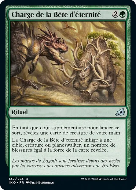 Charge de la Bête d'éternité, carte Magic IKO 147 — extension Ikoria: Lair of Behemoths