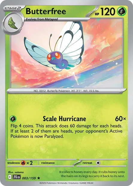 Butterfree, Pokémon card JTG 003 — Journey Together set