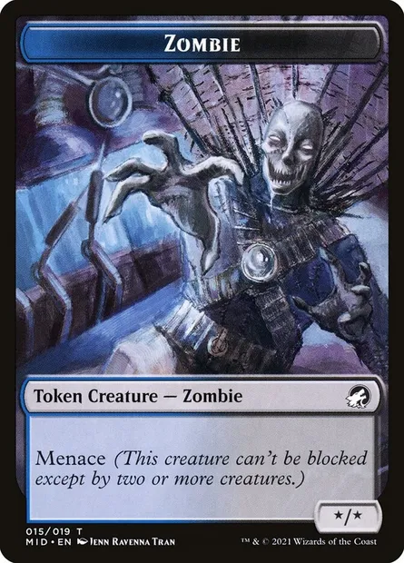 Zombie, carte Magic TMID 15 — extension Innistrad: Midnight Hunt Tokens