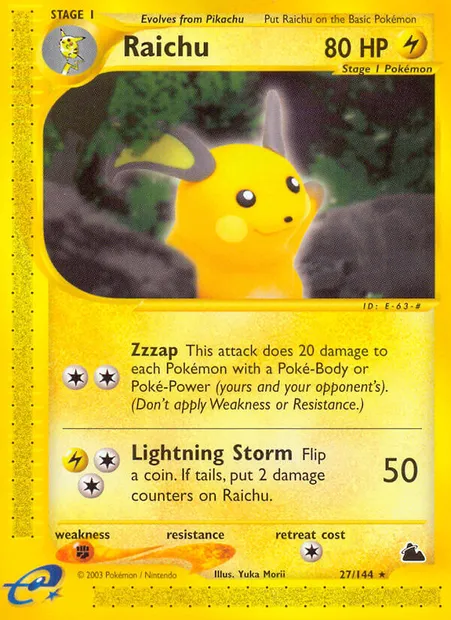 Raichu, Pokémon card SK 27 — Skyridge set