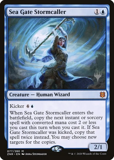 Sea Gate Stormcaller, Magic card PZNR 77p — Zendikar Rising Promos set