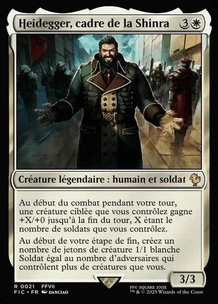 Heidegger, cadre de la Shinra, carte Magic FIC 21 — extension Final Fantasy Commander